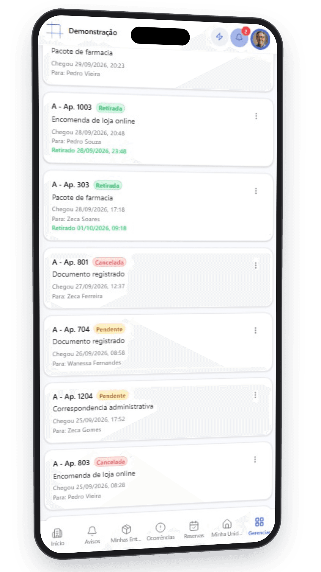 Tela mobile do app com funcionalidades equivalentes ao desktop