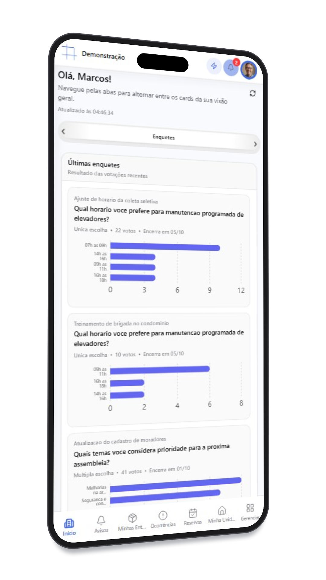 Visão mobile da plataforma Condomina